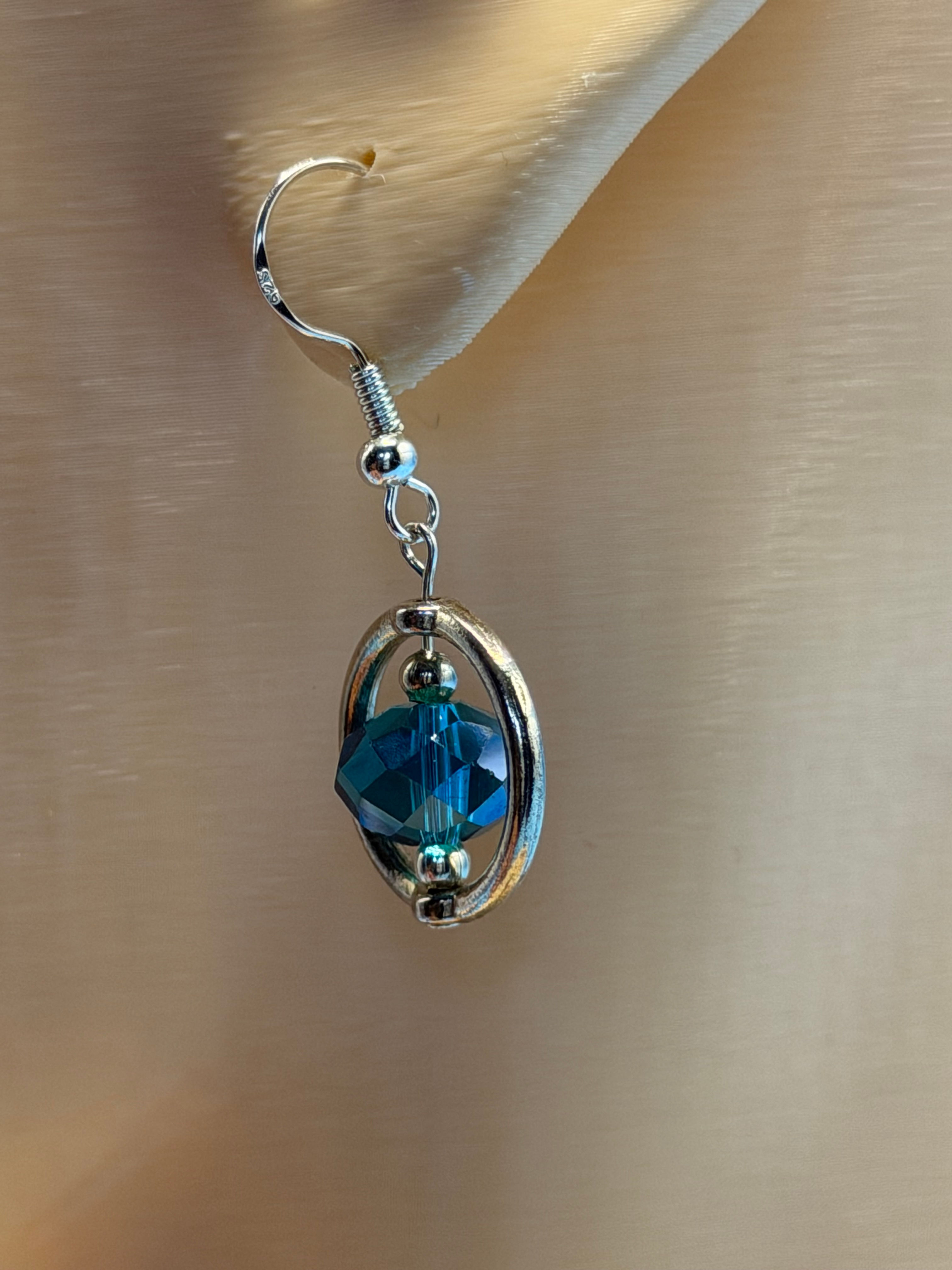 Jade Glass Framed Bead Earrings
