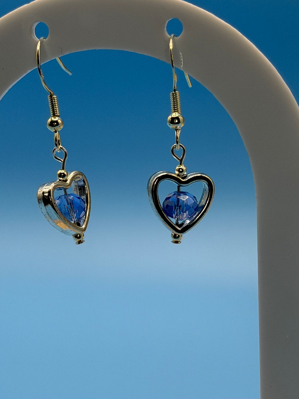 Thumbnail: Blue Glass Framed Bead Earrings