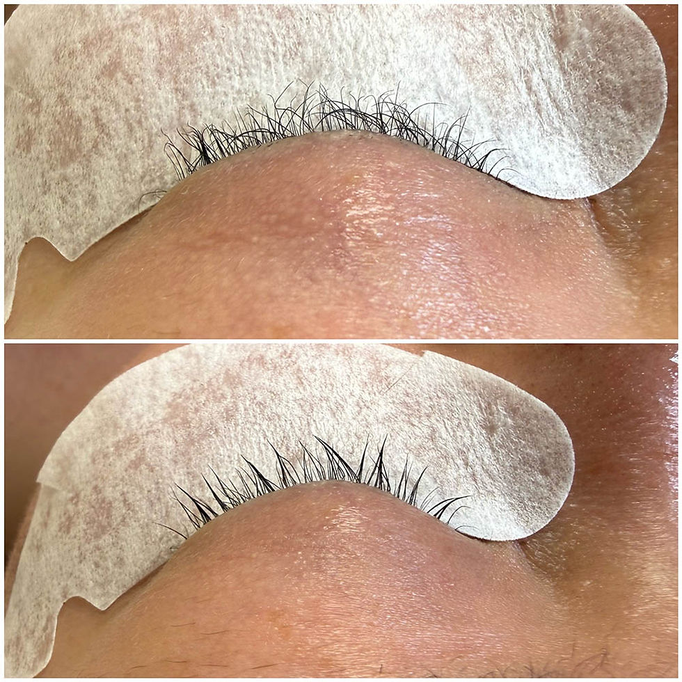 Before and after of damaged lashes at En Beauty