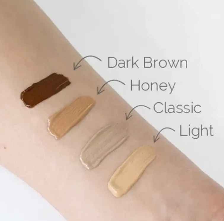 Dr Schrammek Blemish Balm shade comparison on skin light classic honey and dark