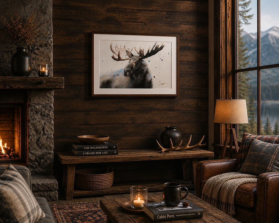 Thumbnail: Rustic Moose - Watercolor Wildlife Print