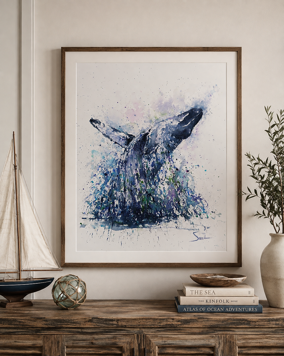 Thumbnail: Humpback Whale - Watercolor Ocean Animal Art Print