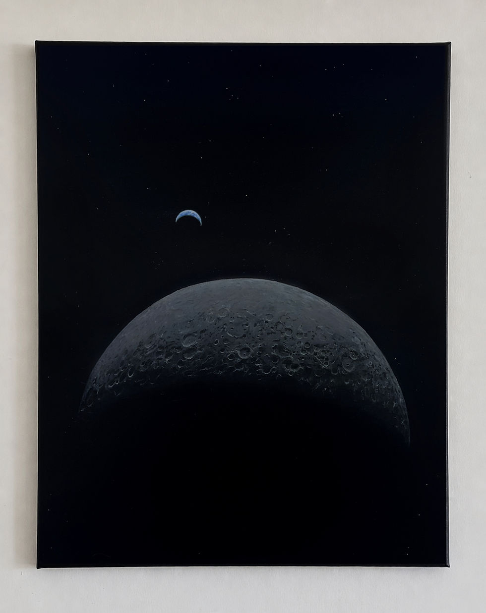 artemis II earthrise original oil painting eric sweet space art