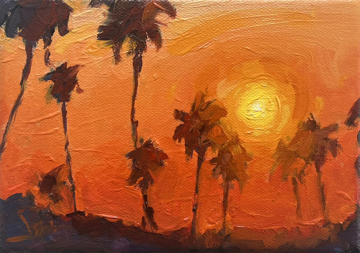 Sunset Palms Original Oil Painting