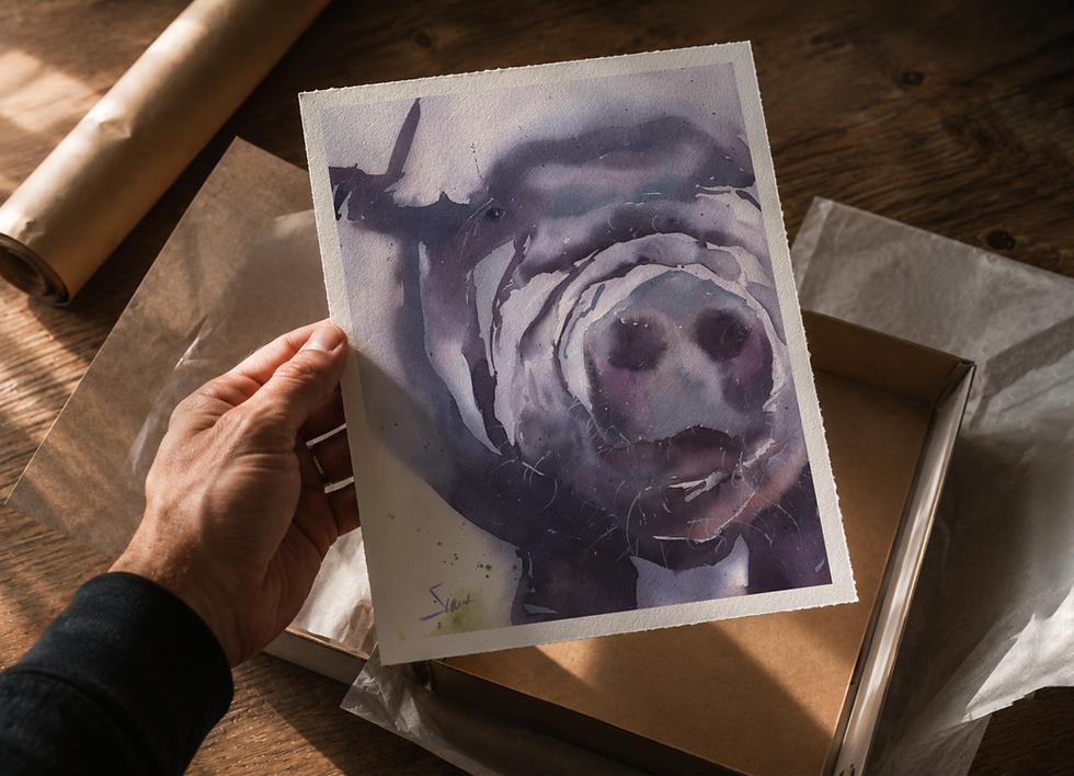 Thumbnail: Large Black Pig Watercolor Art Print