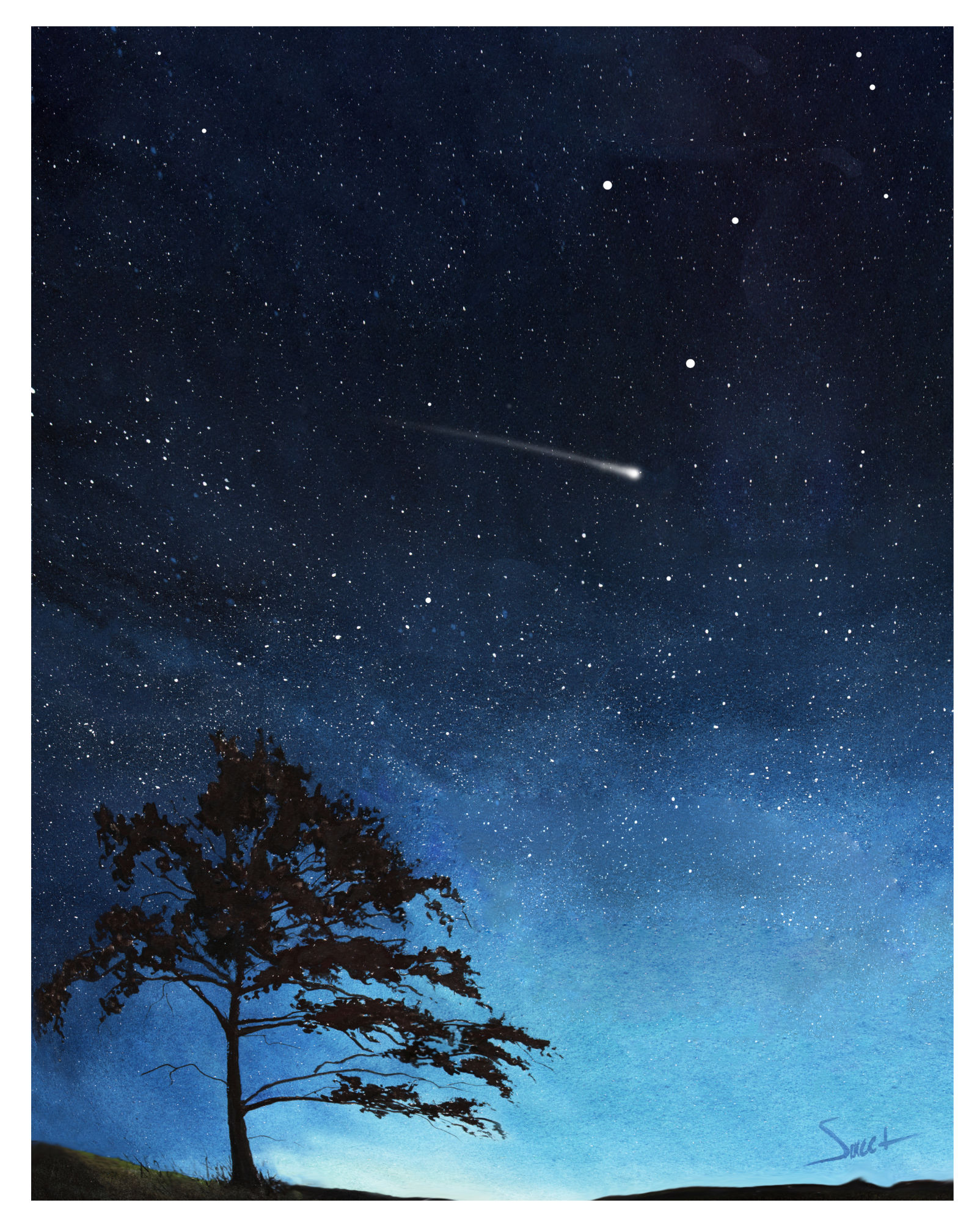 Shooting Star Original Watercolor Painting