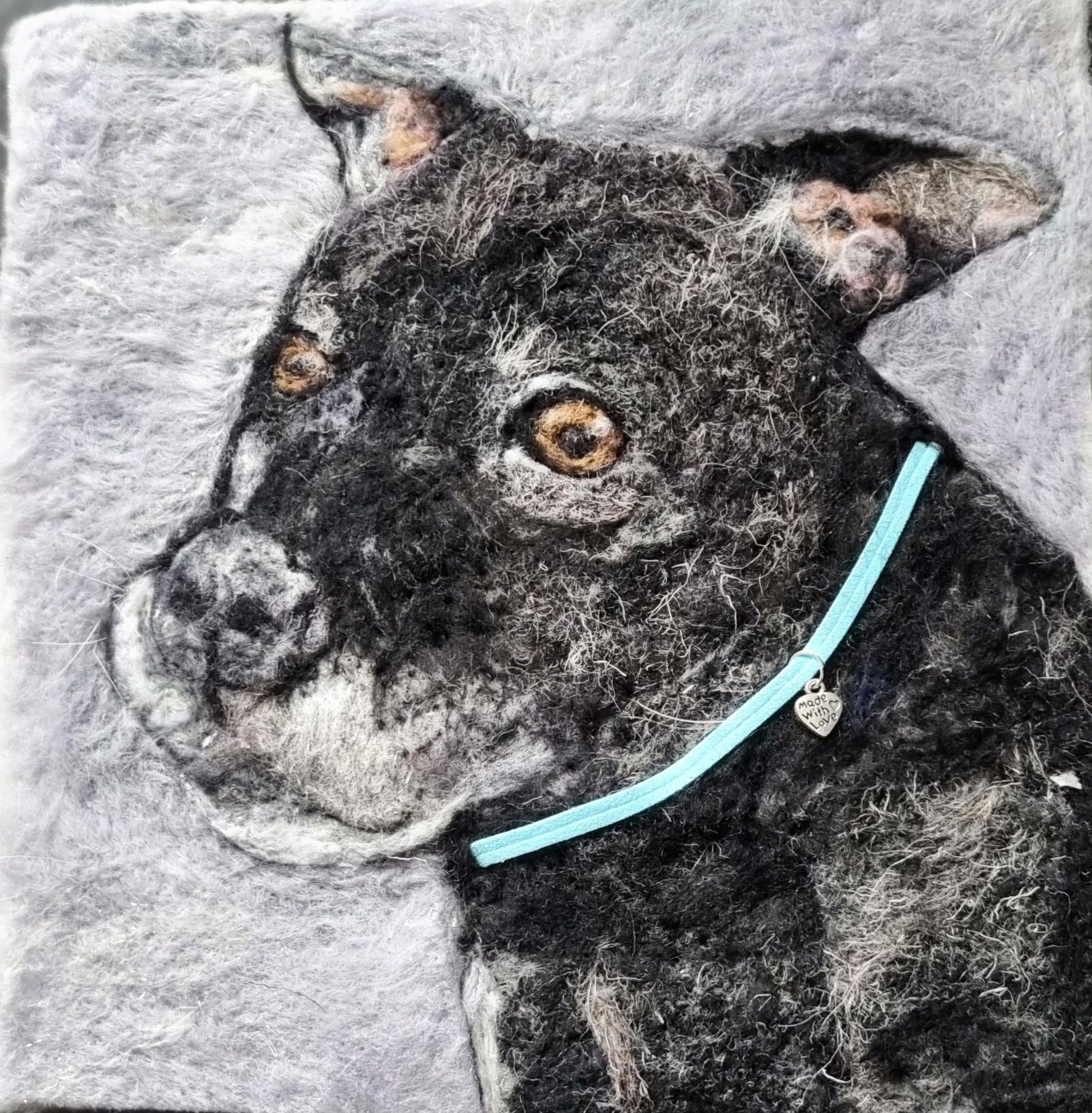 Needle felted pet portrait- Belle