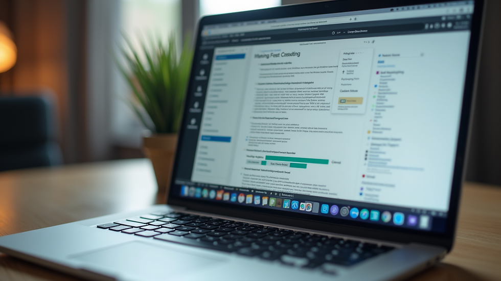 Close-up view of a laptop screen showing IT consulting notes and plans