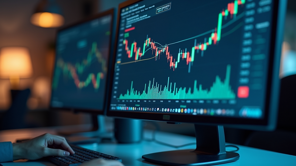 Close-up of a computer screen showing a financial dashboard