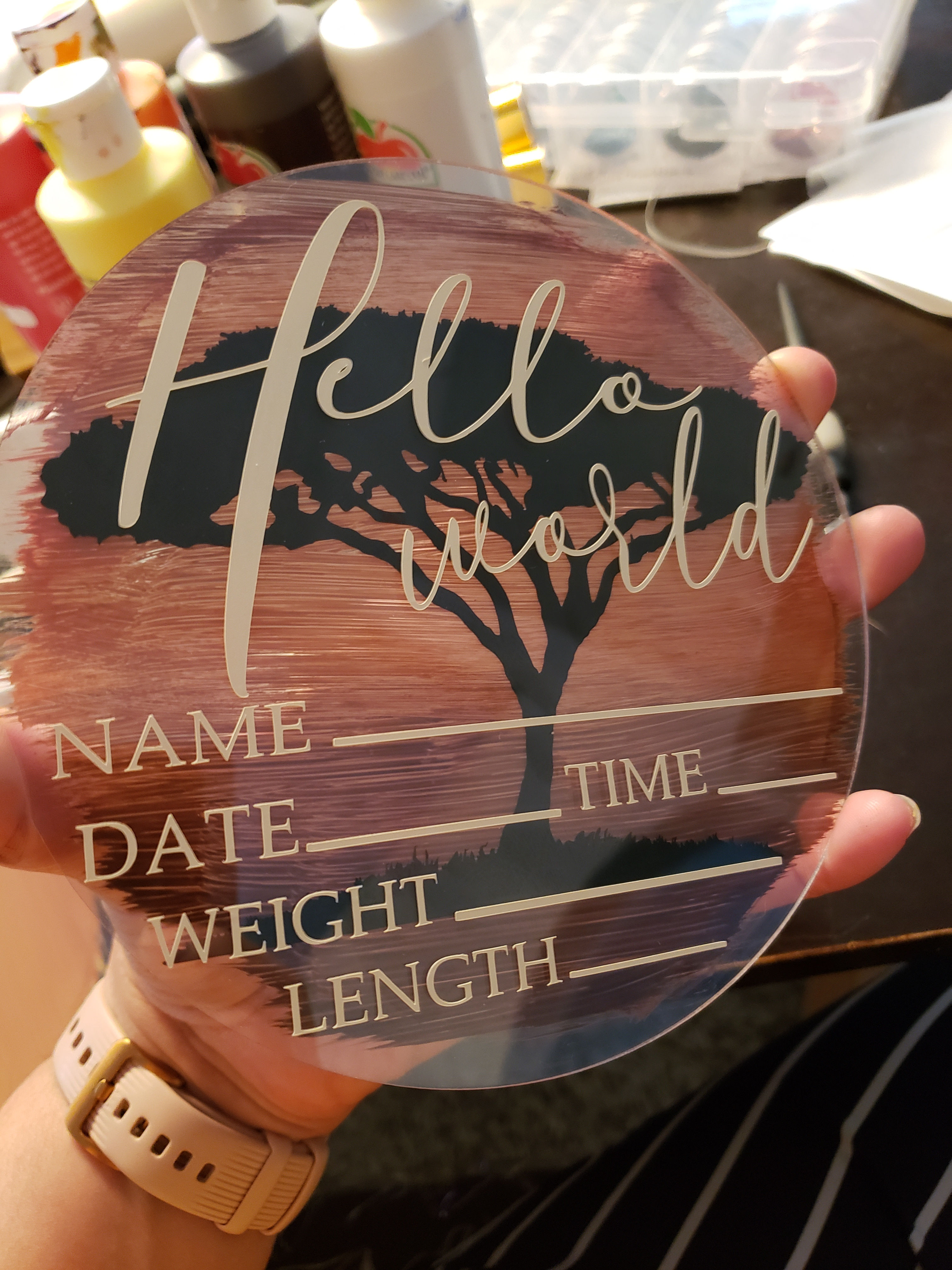 Acrylic Sign Epoxy Coated 6"