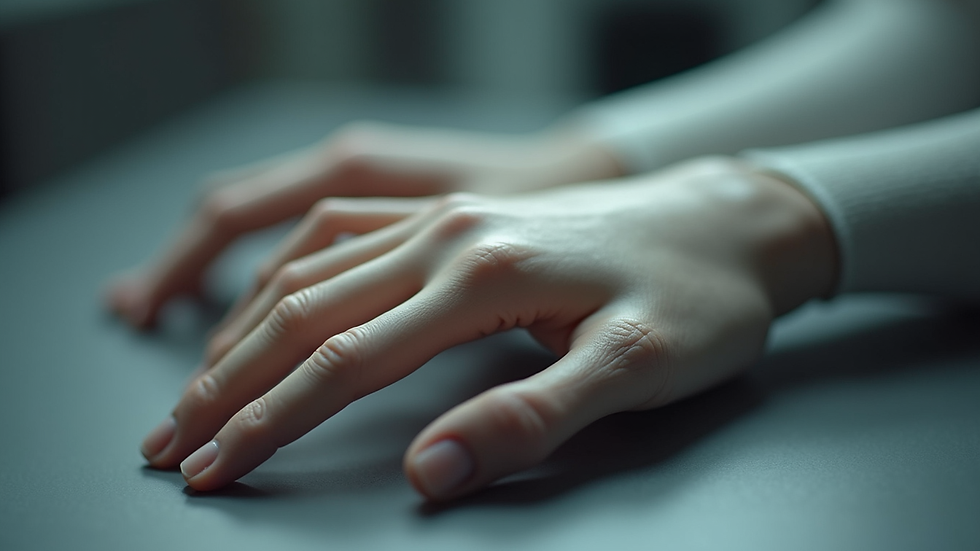 Close-up view of a 3D printed custom prosthetic hand