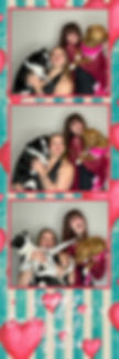 Photobooth strip: women, dogs, 'Happy Valentine's Day'