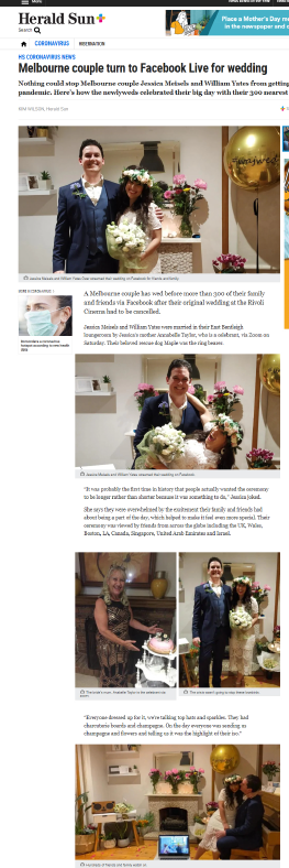 Jess and Will newspaper online wedding
