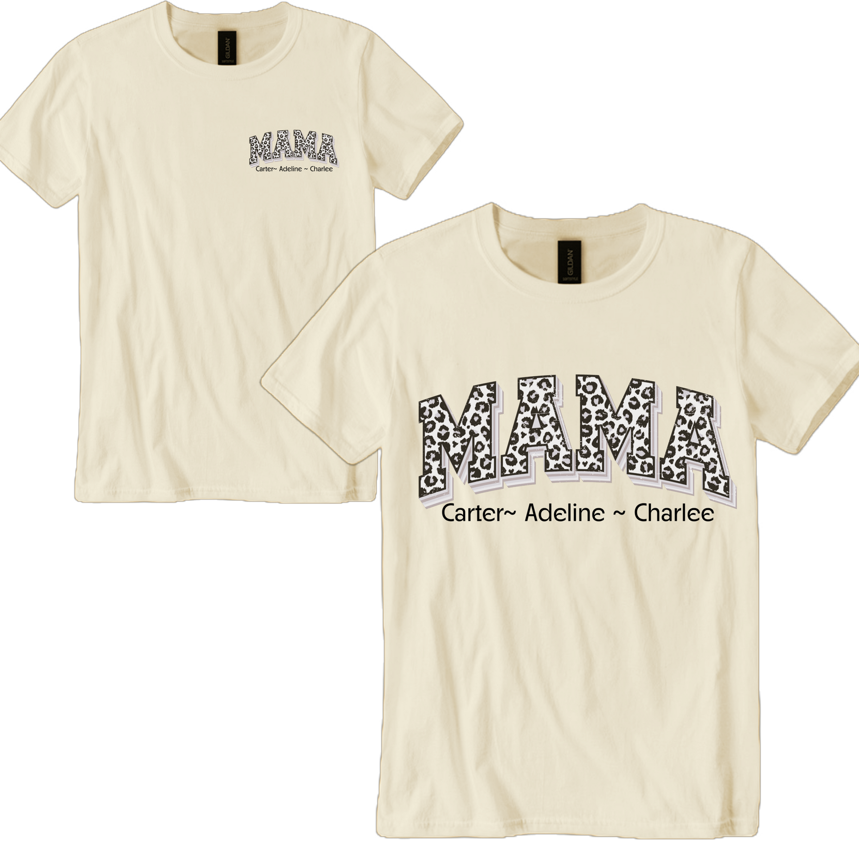 Leopard Custom Mama with Names Shirt