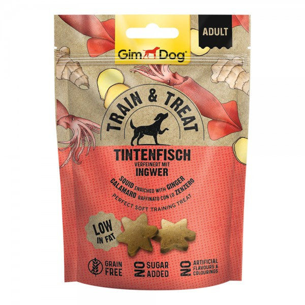 Gim dog train and treat squid and ginger 125g