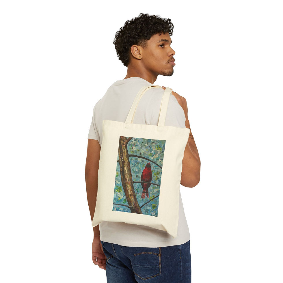 Thumbnail: Cardinal in Tree | Cotton Canvas Tote Bag