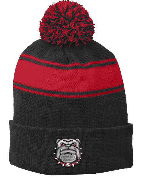 RV Youth FB Embroidered Sport-Tek® Stripe Pom Pom Beanie