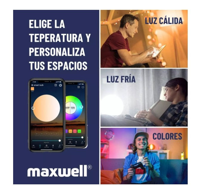 Miniatura: Ampolletas Inteligentes Set X3 Maxwell E27 Wifi Tuya Rgb 9w