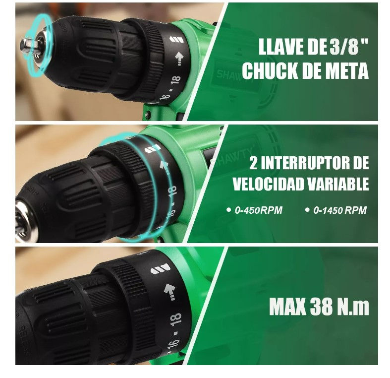 Miniatura: Taladro Atornillador Rotomartillo Inalámbrico Shawty De 20v