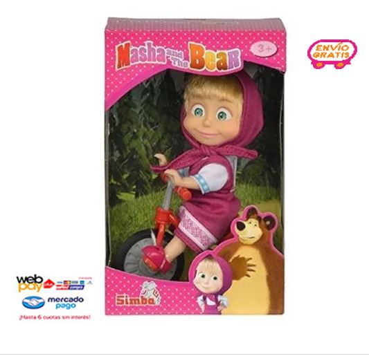 Muñeca Masha Y El Oso Triciclo 12 Cm Juguete Simba Fx02