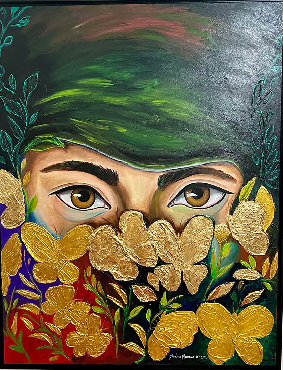 Andrea - Olhar dourado. 60x89. Acrílica sobre tela.jpeg