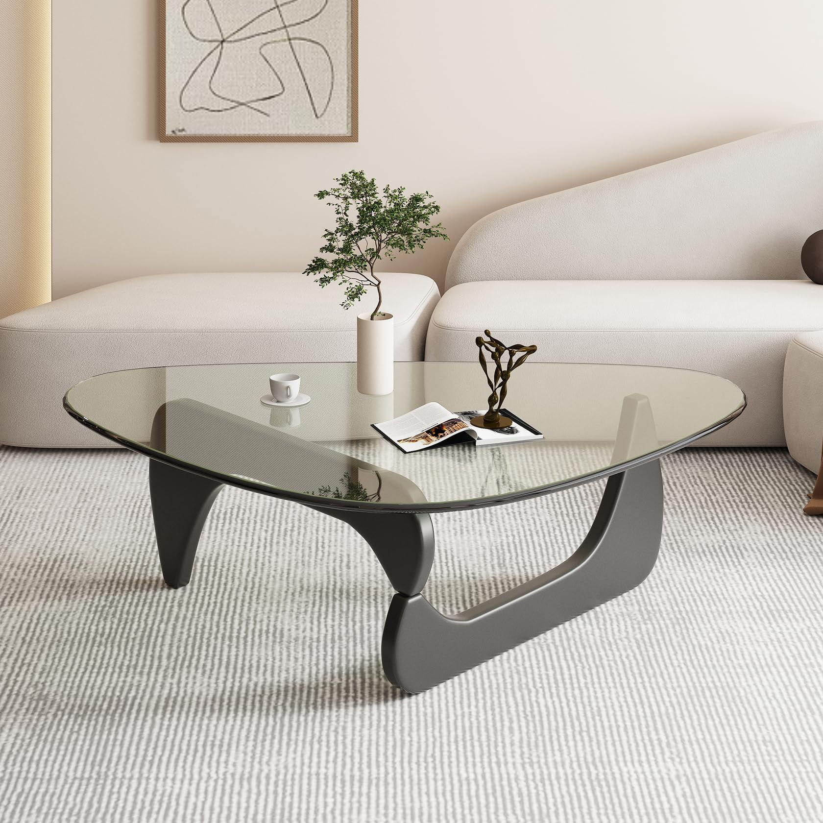 Mid-Century Modern Triangle Glass Coffee Table