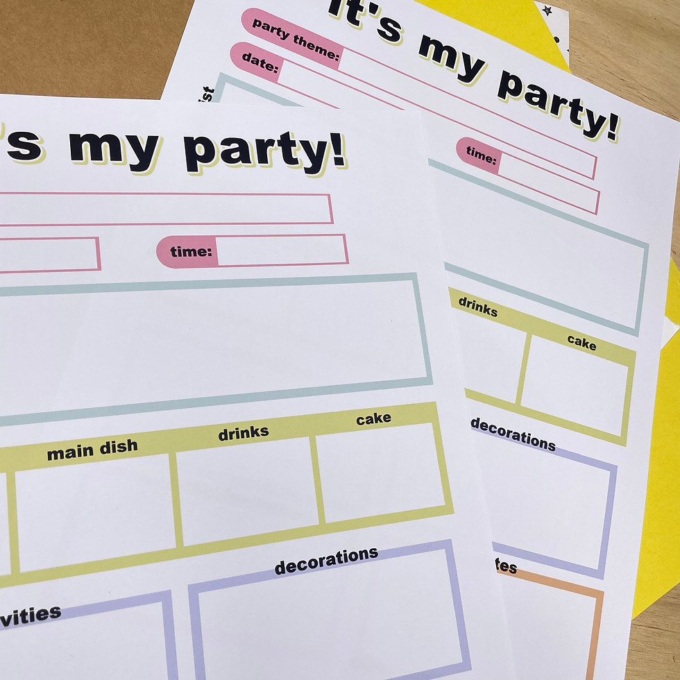 Thumbnail: Party Planning Worksheet For Kids - Printable Download