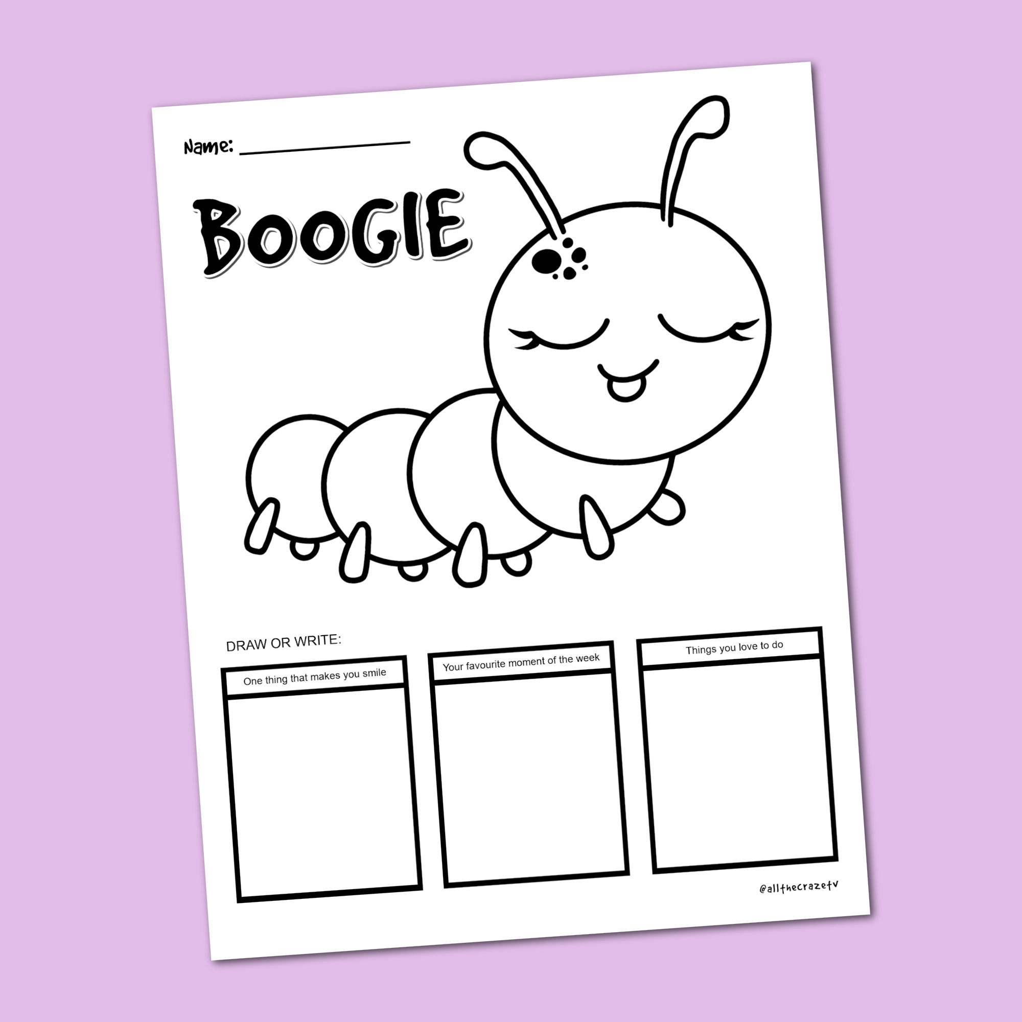 Boogie - Colouring Sheet