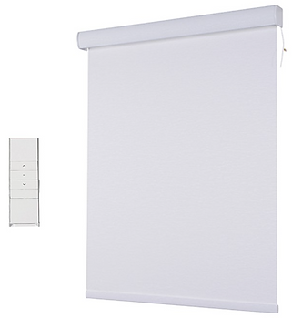 Roller blinds with remote control showcasing the convenience of automated window treatments.