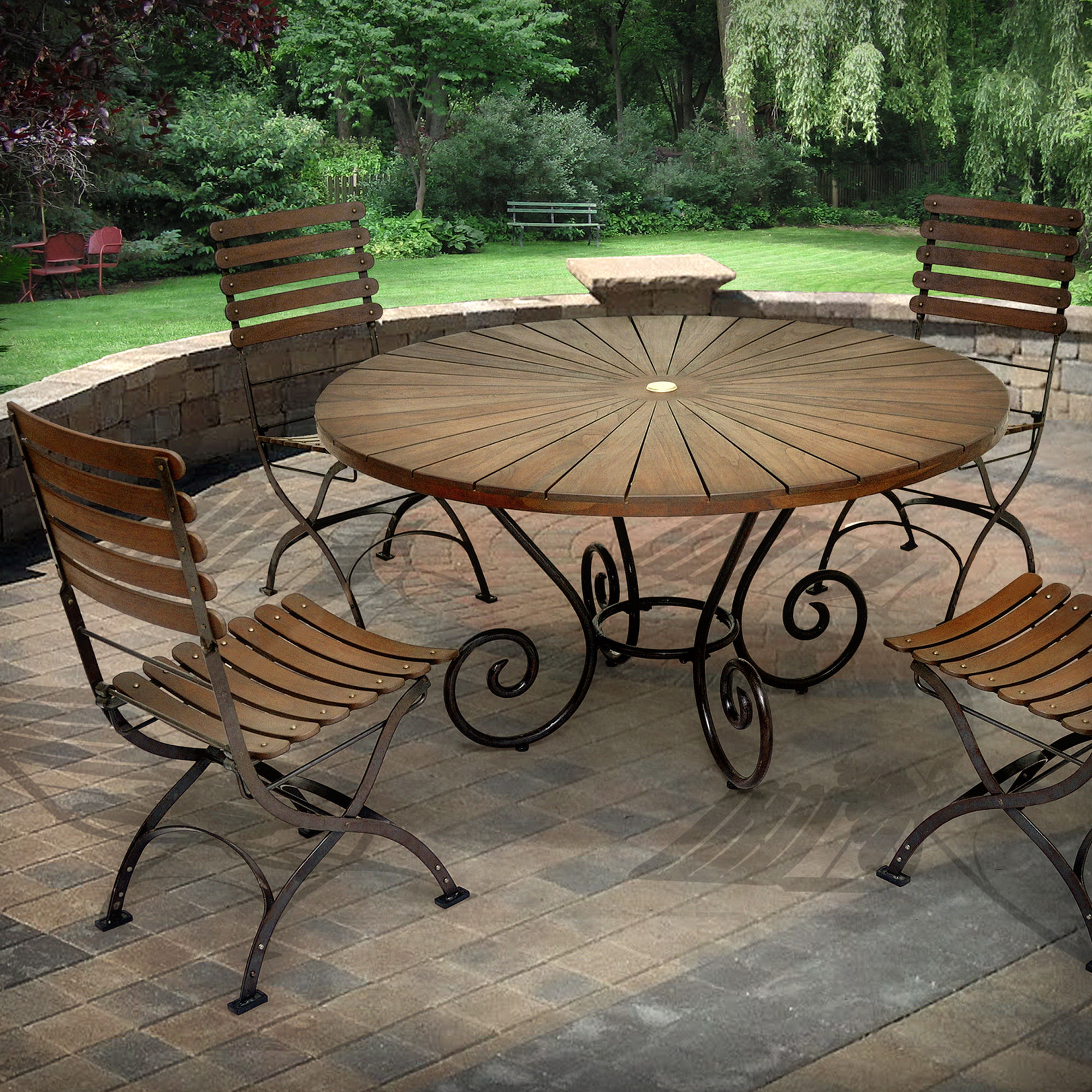 IRT008 - Toscana Iron & Teak Round Table D 48"