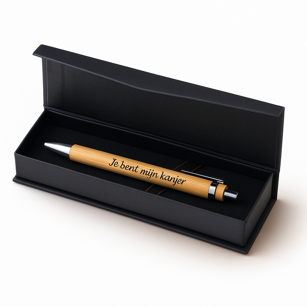 Bamboe balpen in luxe giftbox