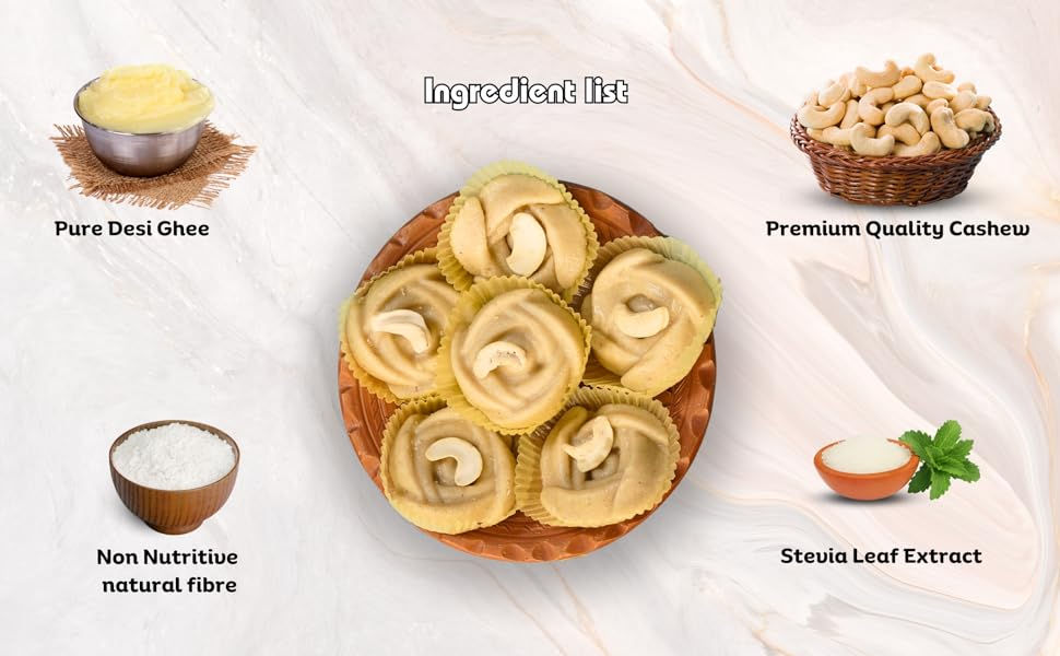 Thumbnail: Sugar Free Stevia sweetened Kaju-Burfi(250g)Rose Shaped