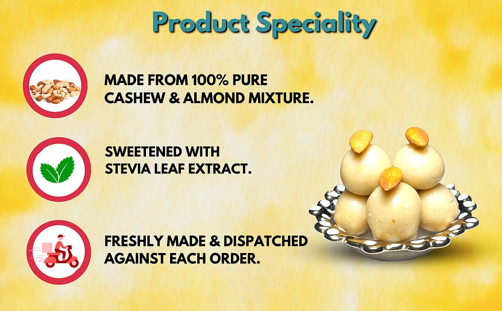 Thumbnail: Sugar-Free Stevia Sweetened Kaju-Almond Laddu 750g+100g Mouth-Freshener Free