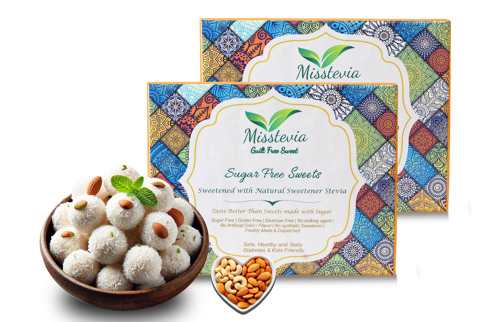 Sugar-Free Stevia Sweetened Dryfruit Coconut Laddu 250gm