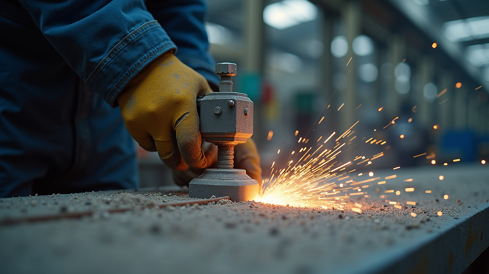 Eye-level view of industrial sandblasting machine in operation