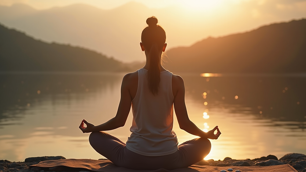 Geniş açıdan yoga stüdyosunda meditasyon yapan kişi