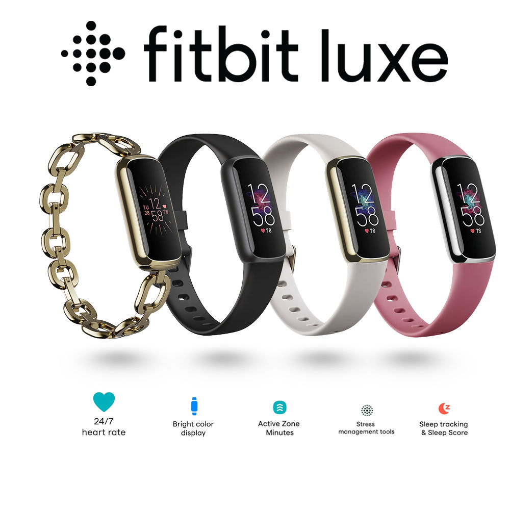 Fitbit Luxe Fitness Tracker AMOLED Screen 24/7 Heart Rate Monitor Sleep SpO2 Str