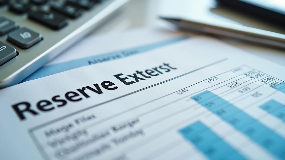 Close-up of financial statements with highlighted reserve entries