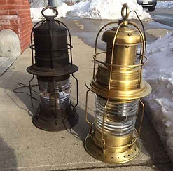 Brass lamp before and after restoration with Everbrite Coating