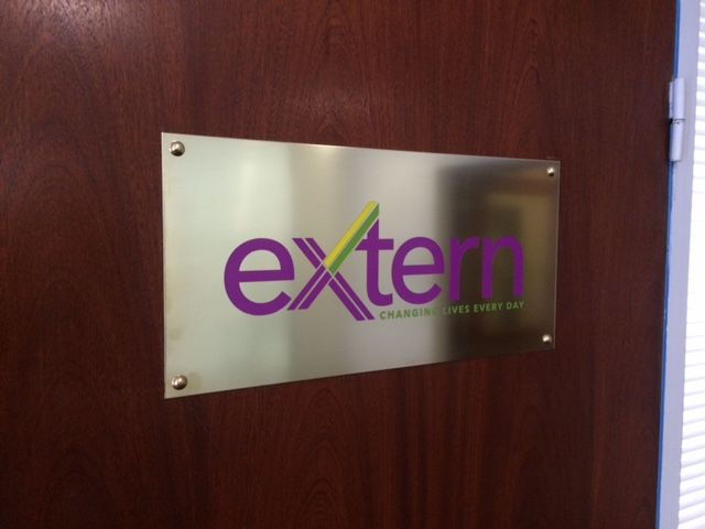 Colour etched brass nameplate sign