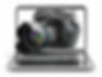SLR Camera poking out through laptops