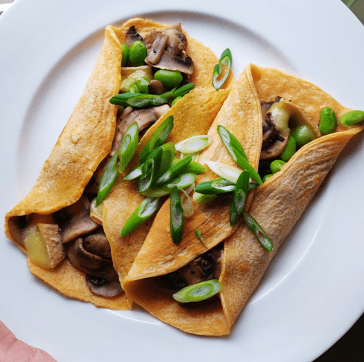Mushroom Edamame Crepes