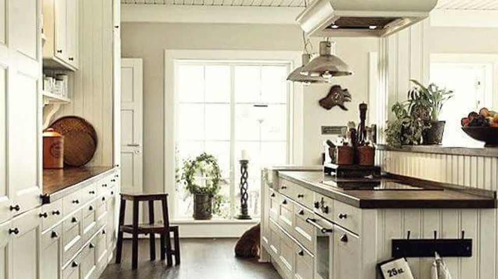 Elegant white kitchen with island, KITCHENS & FURNITURE, appliances, and cabinetry