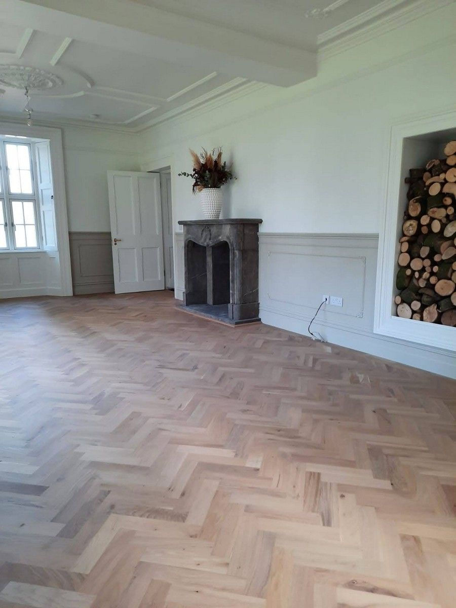 French oak herringbone 300x14x70 finished with bare timber oil 6. Installed in a traditionally furnished home