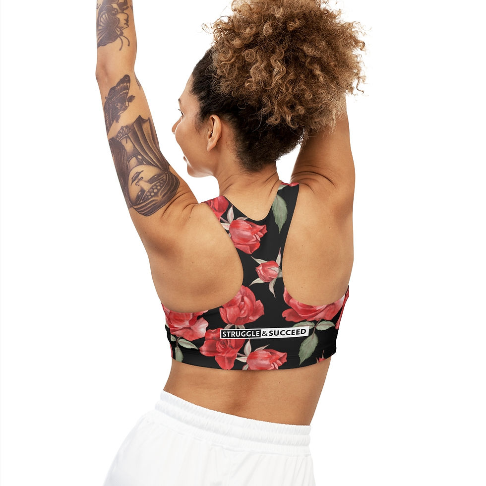 Thumbnail: Floral Struggle & Succeed Sports Bra in Black