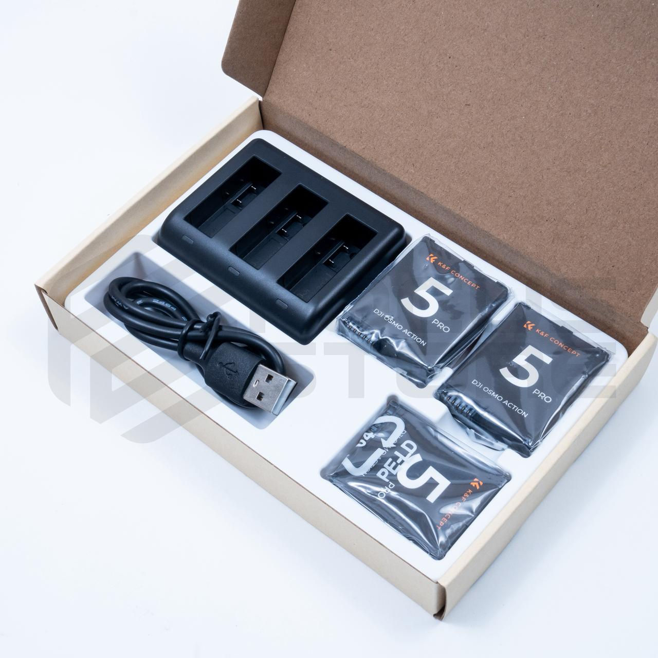 K&F CONCEPT  kit 3 baterías y Cargador para Osmo Action 5 Pro/4/3, Osmo 360