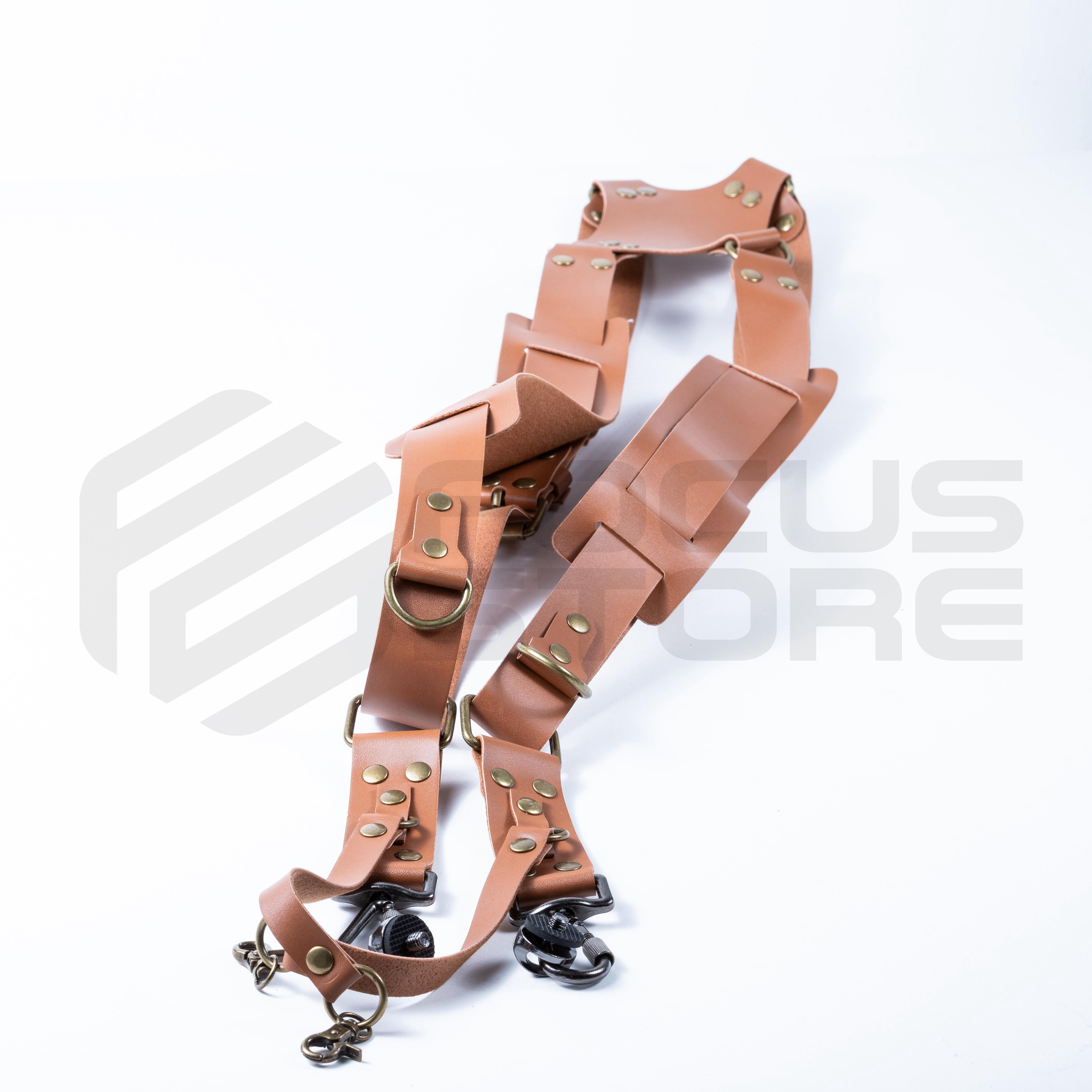 Arnes para cámara ajustable doble (cuero)