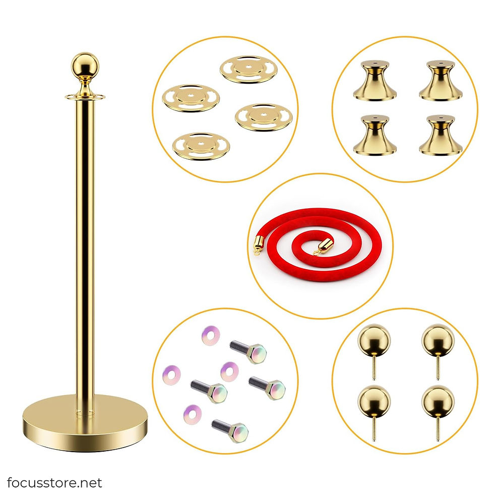 Miniatura: Poste de soporte de acero + cuerda de terciopelo rojo 1.5m (kit 8)