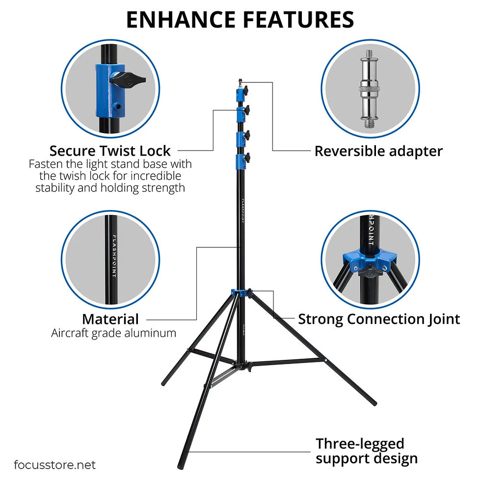 Miniatura: Flashpoint Pro - Stand de luz con amortiguación de aire (negro/azul, 3.9m)