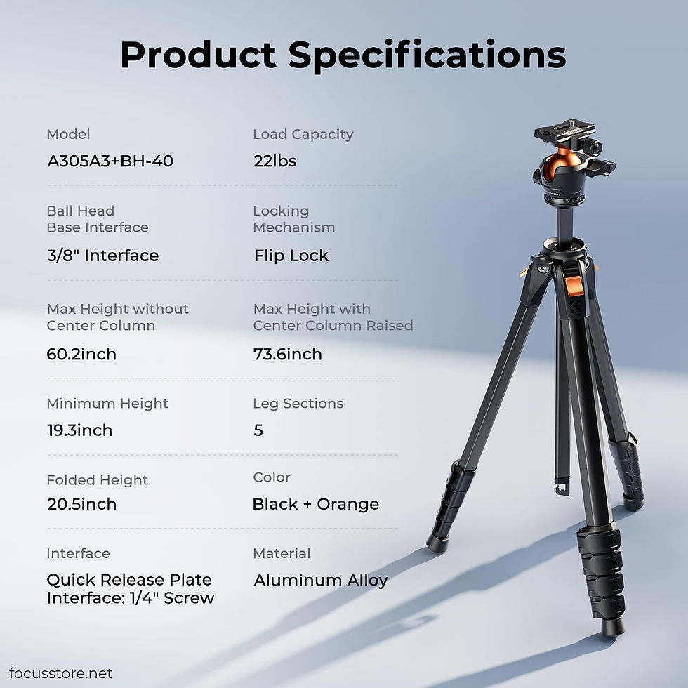 Miniatura: K&F CONCEPT Trípode para cámara/teléfono, 73 pulg. carga máxima 22 lbs